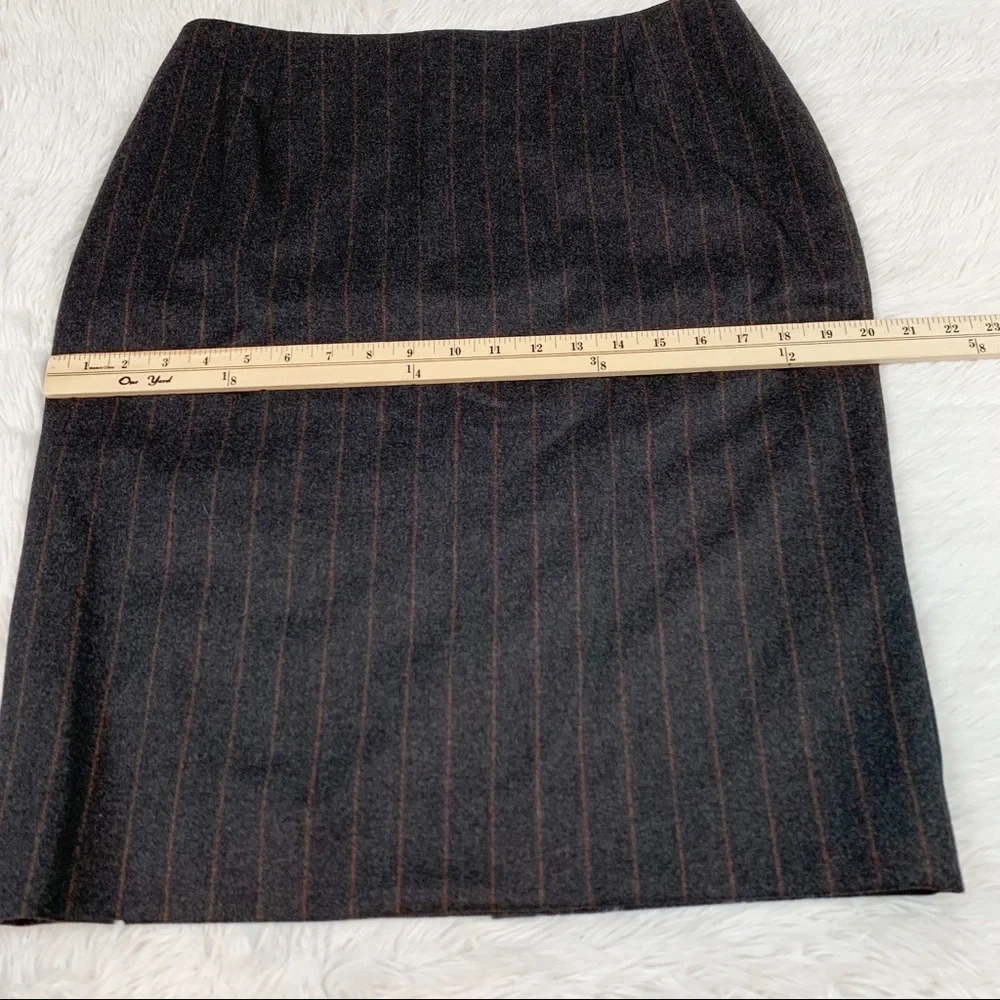 Akris women size 12‎ striped pencil skirt knee length workwear brown